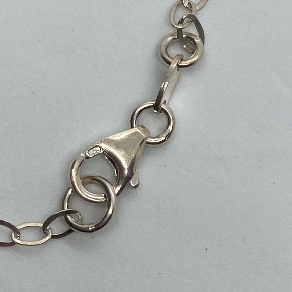 Vtg Sterling Silver Woodgrain Design Connected Hoops Circles Chain Necklace 18” - Picture 7 of 10